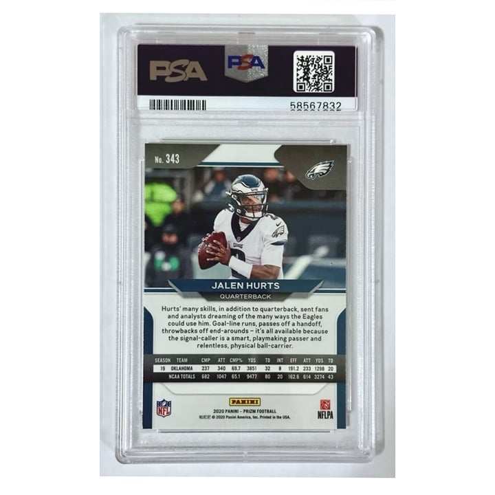 Jalen Hurts 2020 Panini Prizm Rookie Card #343 PSA 10 Philadelphia Eagles NFL