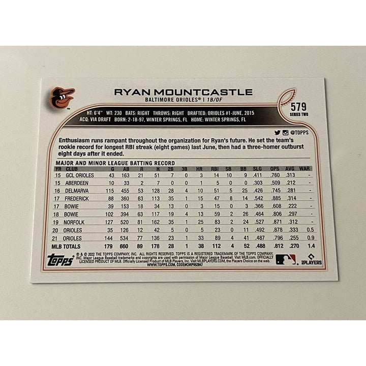 2022 Topps Series 2 Rookie Gold Cup Ryan Mountcastle Baltimore Orioles baseball card