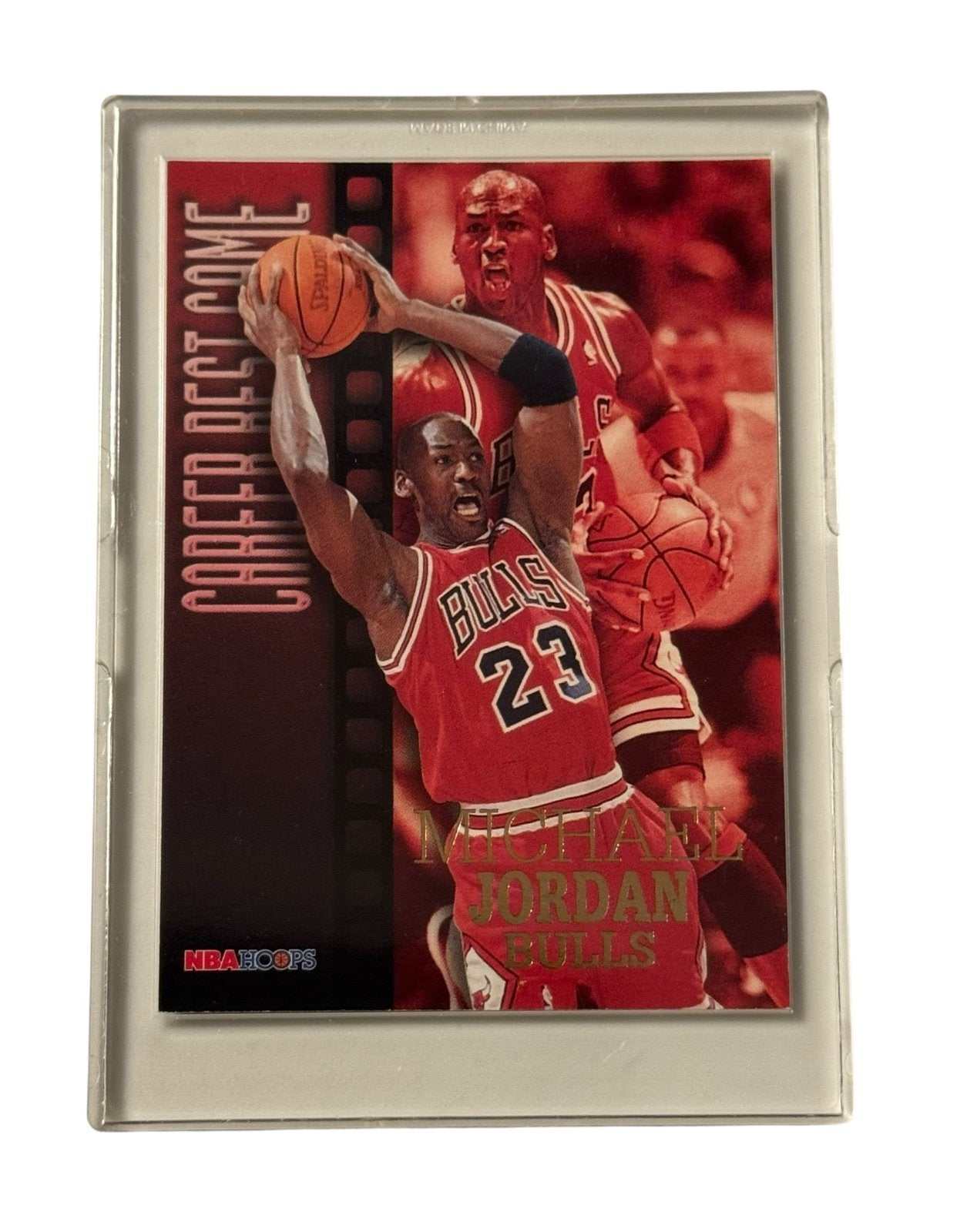 1997 Michael Jordan SkyBox Hoops Career Best Game NBA Bulls insert card with red foil design