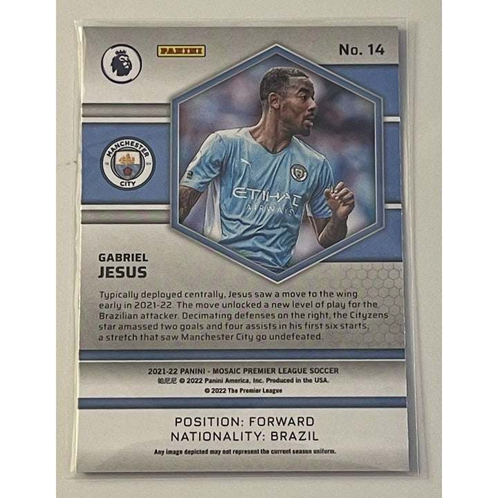 Gabriel Jesus 2021 Panini Mosaic Manchester City English Premier League soccer card number 14