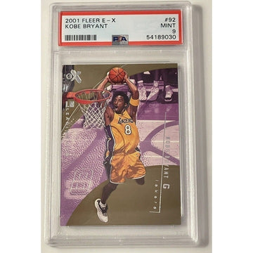 2001-02 FLEER E-X - Kobe Bryant - #92 - NBA LOS ANGELES LAKERS,* - HOF* - PSA 9*