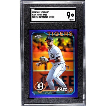 42/250* JAVIER BAEZ 2024 Topps Chrome Purple REFRACTOR* MLB Detroit Tigers SGC 9