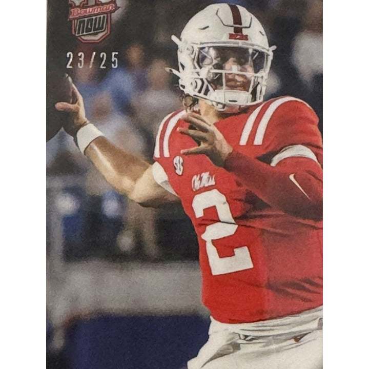 Limited edition 23/25 Jaxson Dart rookie card 2024 Bowman U Now Ole Miss football collectible