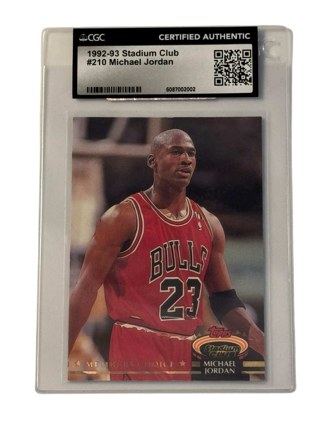 1992 93 Stadium Club Michael Jordan Members Choice card #210 CGC Certified Authentic in tamper-evident sleeve