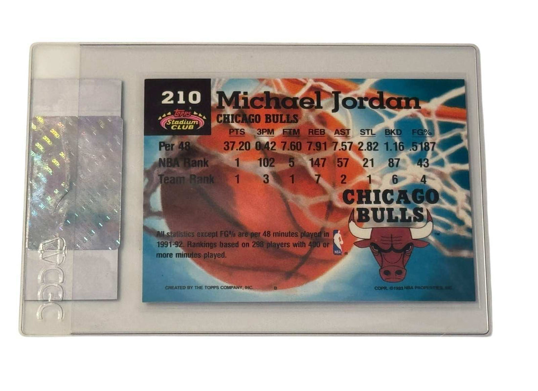 1992 93 Stadium Club Michael Jordan Members Choice card #210 CGC Certified Authentic in tamper-evident sleeve