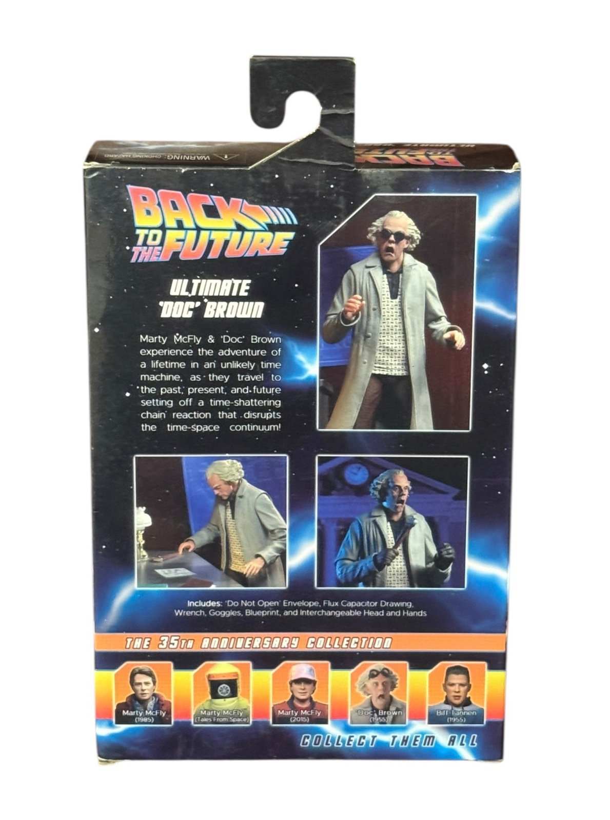 Back to the Future Ultimate Doc Brown 7-inch collectible figure with interchangeable parts and packaging