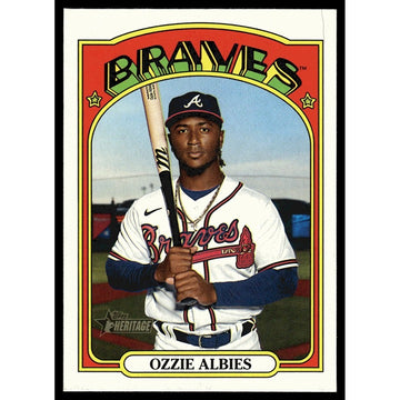 2021 Topps Heritage #558 Ozzie Albies MLB Baseball Braves Card Near Mint or Bett