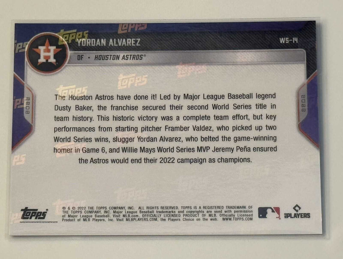 2022 Topps Now World Series Yordan Alvarez Houston Astros baseball card WS-14 red parallel