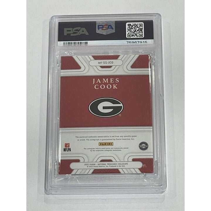 2022 National Treasures Collegiate James Cook rookie autograph card PSA 9 graded in protective case