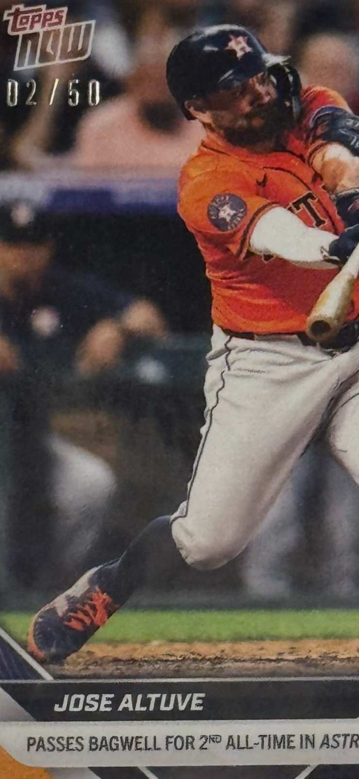 Jose Altuve 02/50 Gold Refractor 2025 Topps Now Astros baseball card