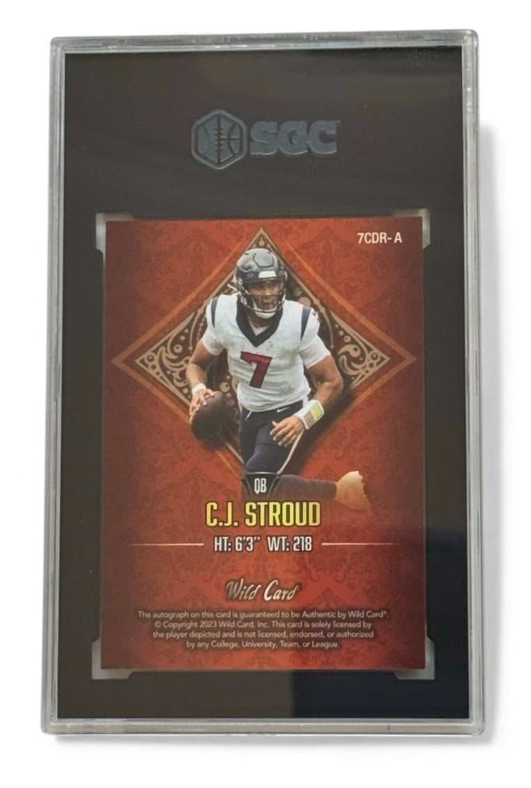 2023 Wild Card 7 Card Studs CJ Stroud Orange Auto Jersey Match Rookie Texans football trading card