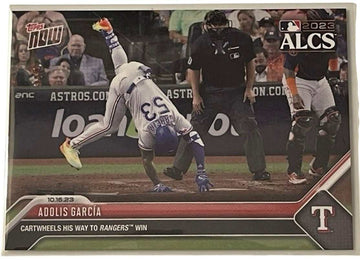 ALCS 2023 Adolis Garcia cartwheel celebration Texas Rangers Topps NOW baseball card