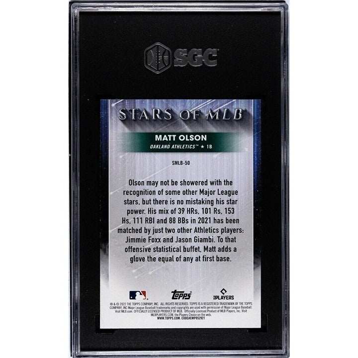 2022 Topps Stars of MLB Matt Olson refractor trading card graded SGC 9.5 aluminum cardstock