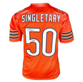 Mike Singletary signed Chicago Bears orange football jersey with HOF 98 inscription and PSA DNA authentication