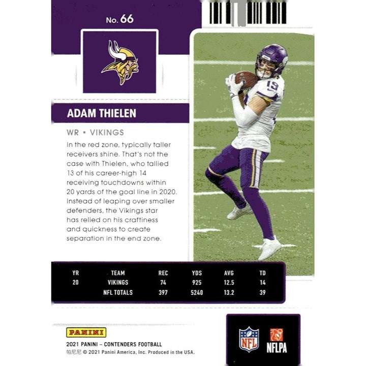 2021 Panini Contenders Adam Thielen Minnesota Vikings football card #66