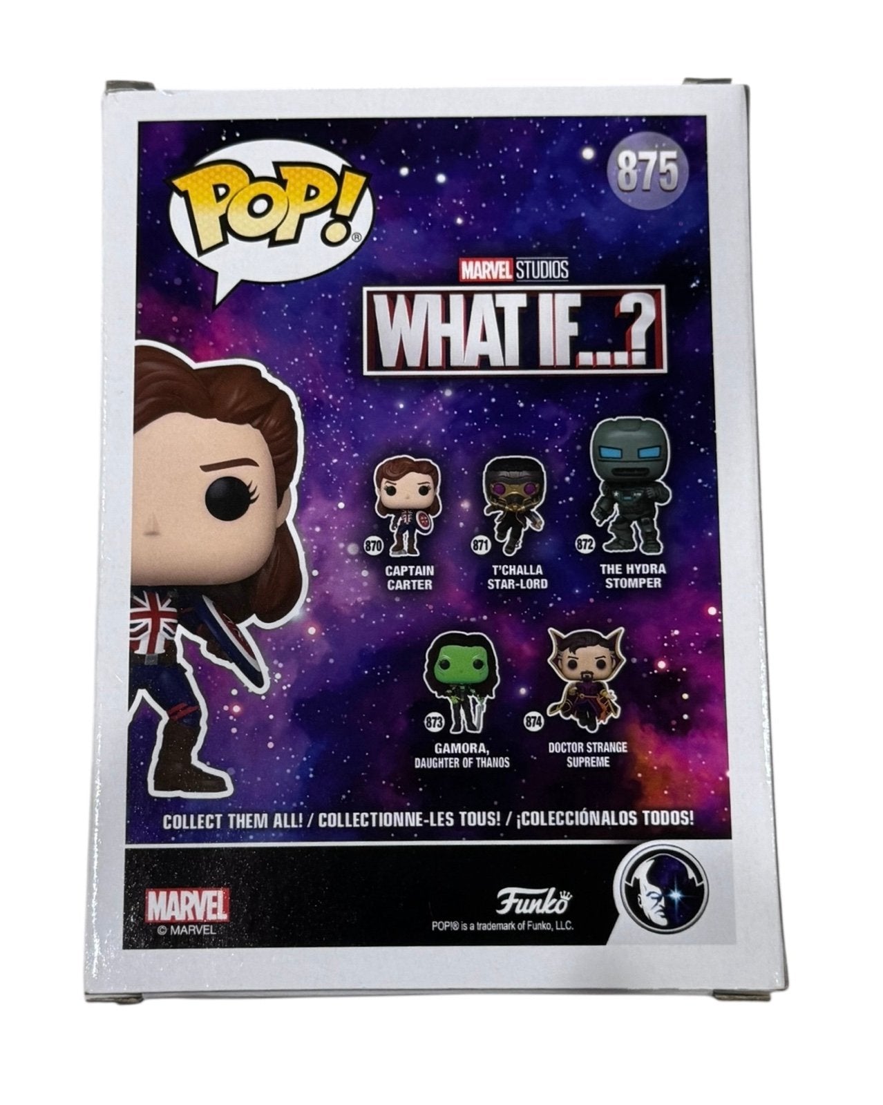 Captain Carter Funko Pop #875 Marvel Studios What If collectible box back