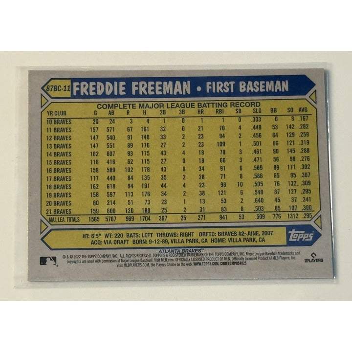 2022 Topps Chrome Freddie Freeman Braves near mint refractor baseball card