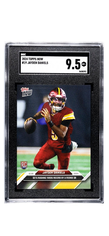 Jayden Daniels RC NFL Commanders 2024 Topps NOW Rookie Card graded SGC 9.5 in protective case