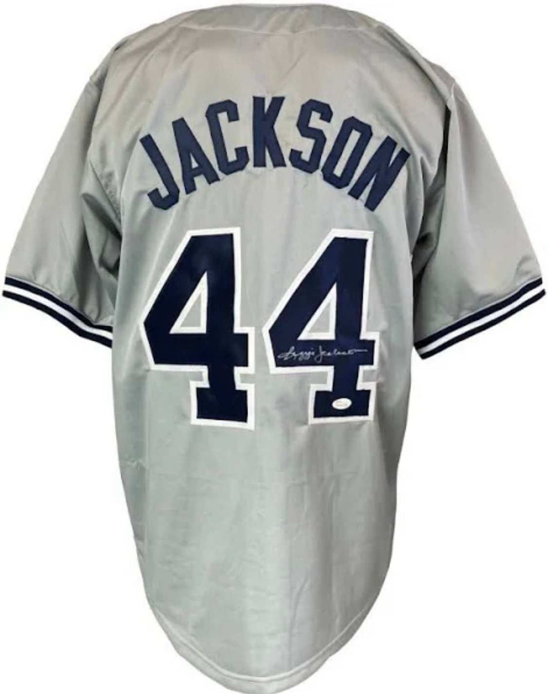 Reggie Jackson signed gray New York Yankees jersey #44 with JSA authentication
