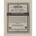 Back view of 2019 Topps Archives Snapshots Steve Sax Auto Los Angeles Dodgers MLB trading card with player stats and biography