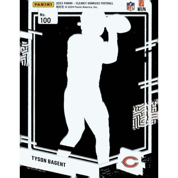 2023 Donruss Clearly Tyson Bagent rookie football card Chicago Bears NFL