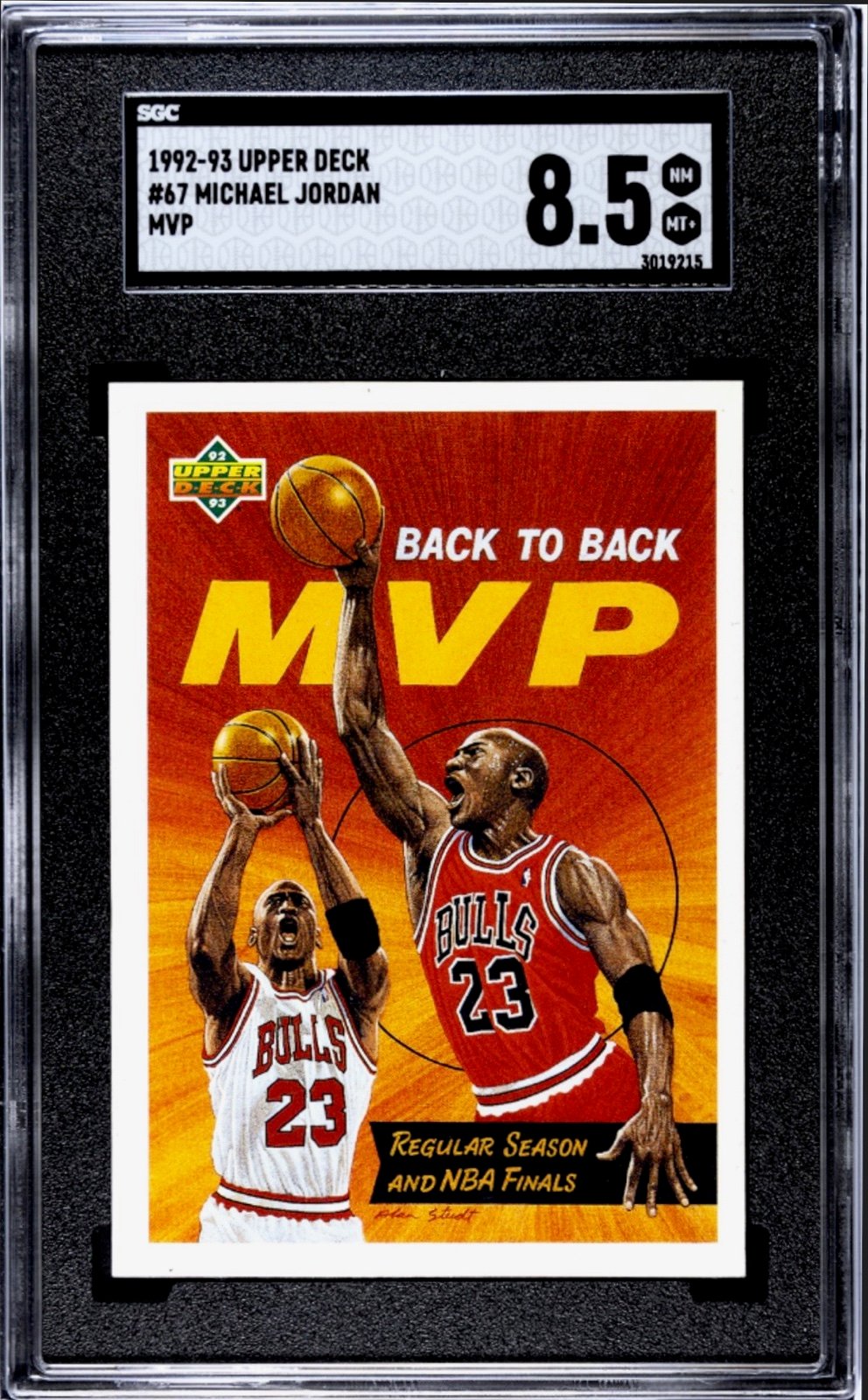 1992-93 UpperDeck Michael Jordan Back2Back MVP NBA Bulls graded 8.5 basketball card
