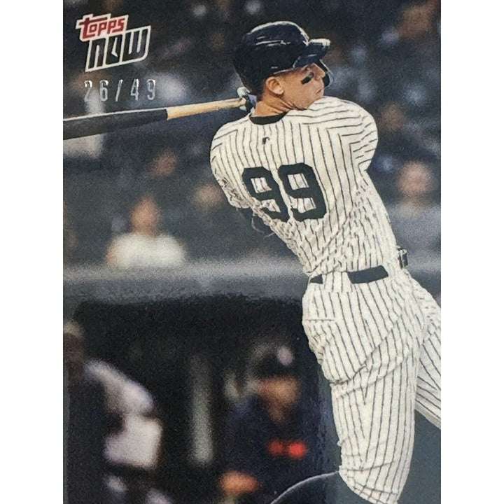 2024 Topps Now Aaron Judge Limited Edition 26/49 MLB trading card featuring 473-ft home run for New York Yankees