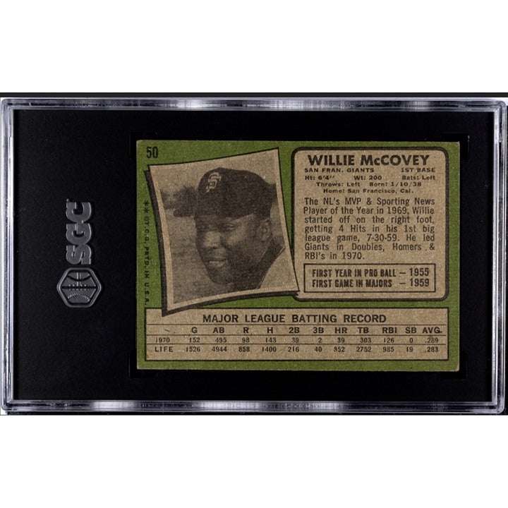 1971 Topps Willie McCovey baseball card #50 San Francisco Giants SGC 5 EX slabbed collectible