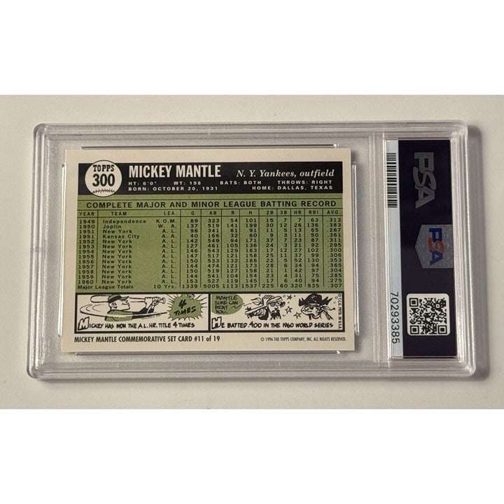 1996 TOPPS MANTLE FINEST 1961 reprint New York Yankees baseball card PSA 8