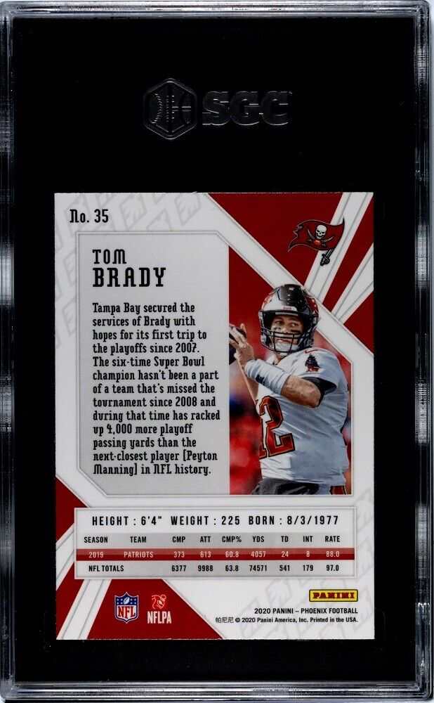 2020 Panini Phoenix Color Burst Tom Brady NFL Patriots graded card SGC 10