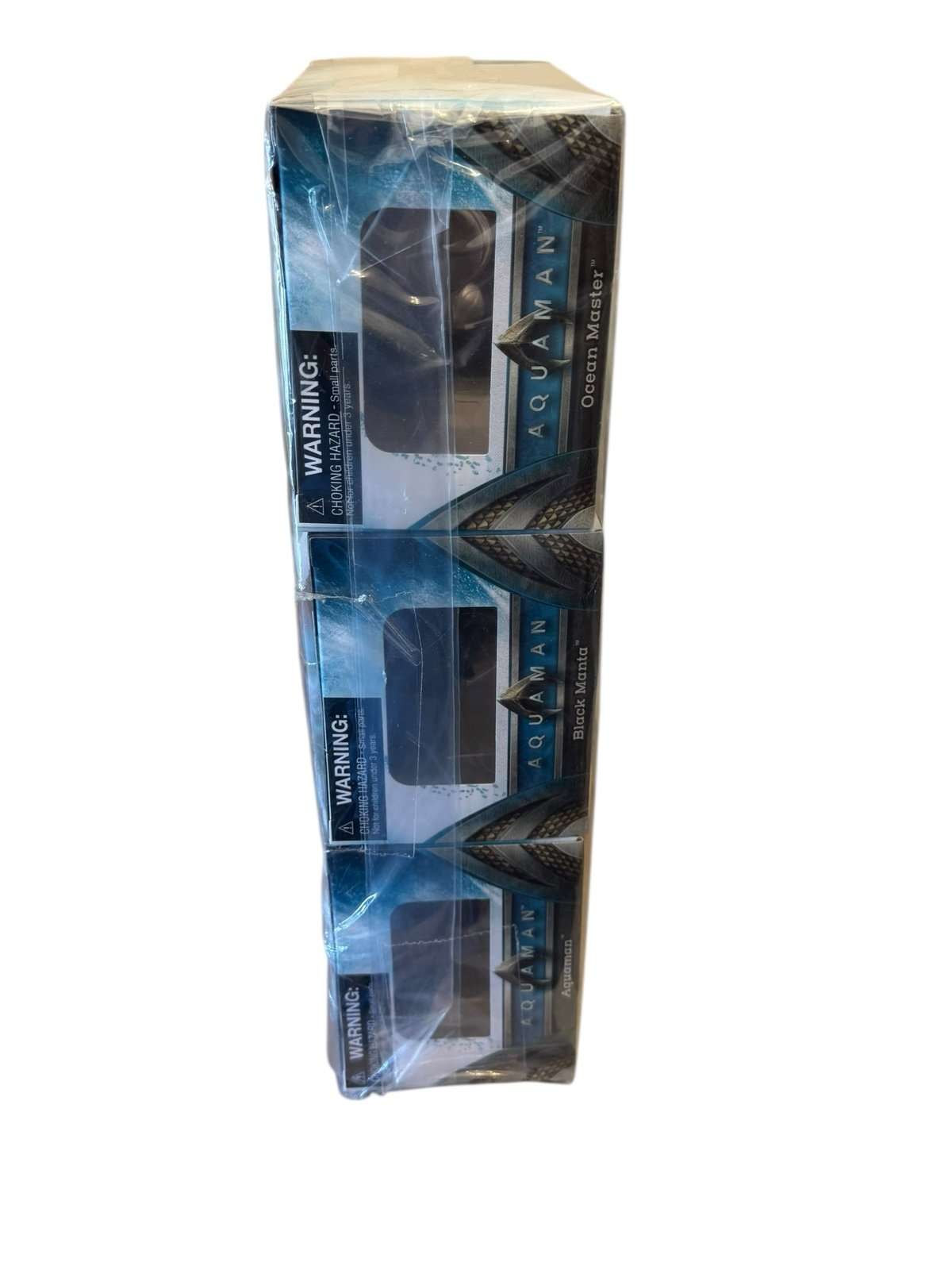 Sealed MINT Aquaman Vinimates vinyl figure set with Aquaman, Black Manta, and Ocean Master in original packaging