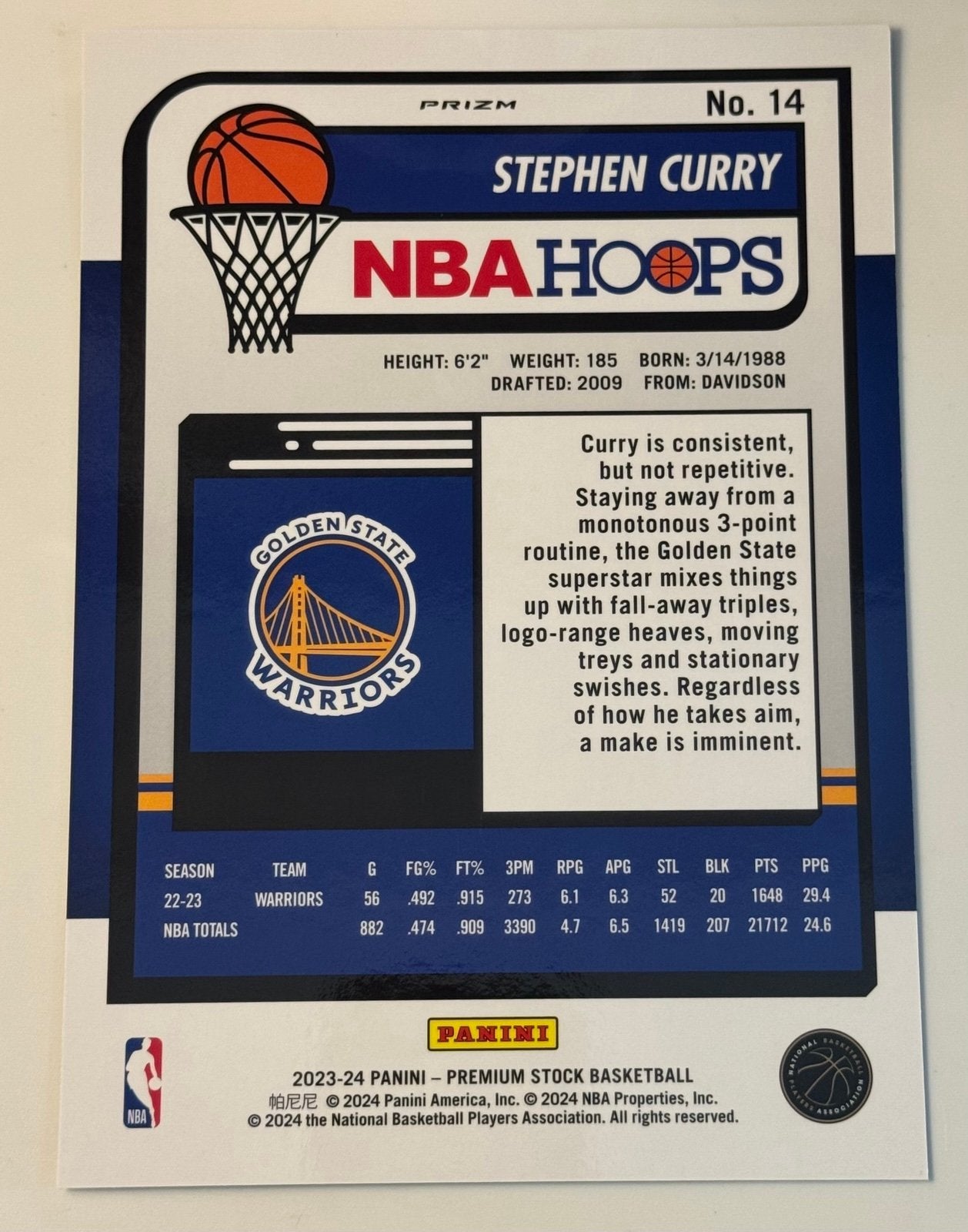 OVETSIZED Stephen Curry HOLO Parallel NBA Hoops Premium Stock card GS Warriors