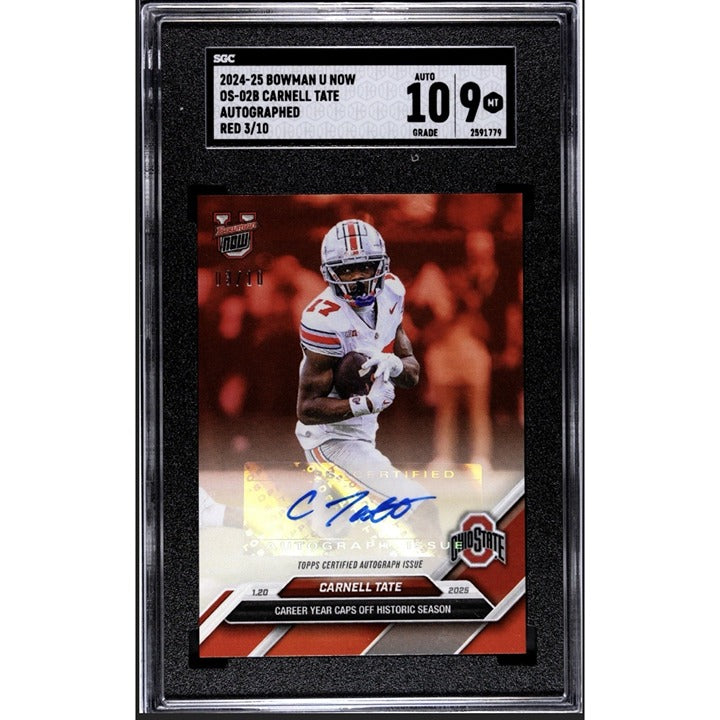 3/10* Carnell Tate AUTO RC - 876 PR! 2024-25 Bowman U NOW OS-01B HISTORIC! SGC 9