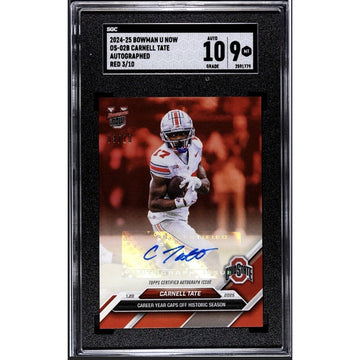 3/10* Carnell Tate AUTO RC - 876 PR! 2024-25 Bowman U NOW OS-01B HISTORIC! SGC 9