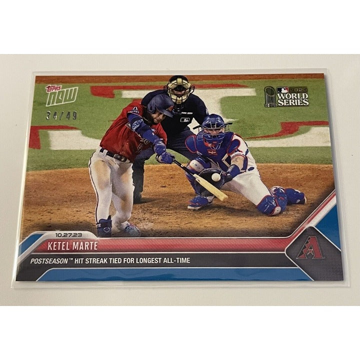 Ketel Marte 34/49 2023 Topps Now World Series postseason hit streak baseball card