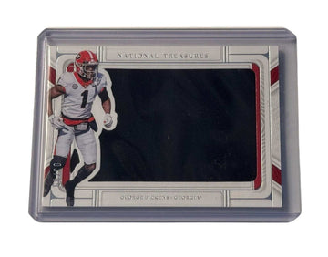 George Pickens RC Jersey patch card from National Treasures featuring Georgia Bulldogs in protective case