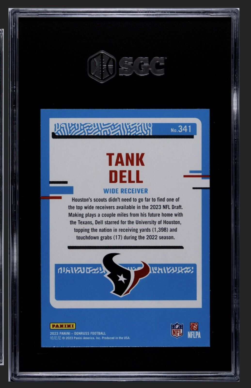2023 Panini Donruss Tank Dell Rated Rookie Card #341 Houston Texans SGC 10 GM