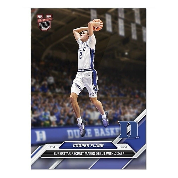 Limited edition Cooper Flagg RC 2024 Bowman U Now Duke Blue Devils rookie basketball card