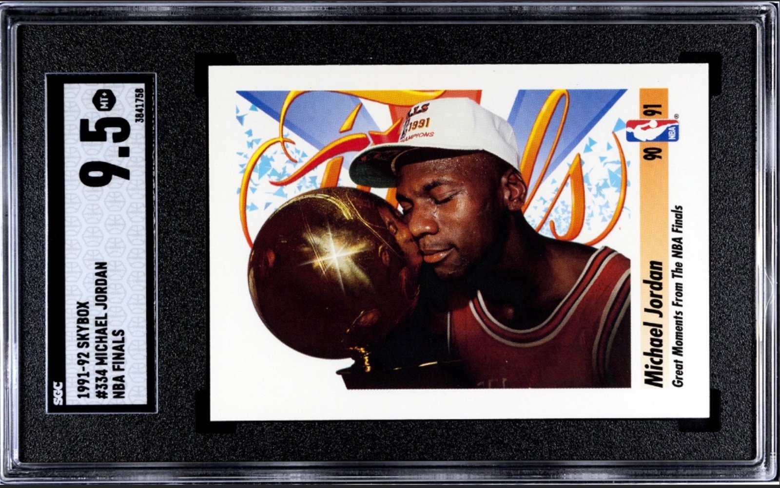 1991-92 Skybox Michael Jordan NBA Finals basketball card graded 9.5 in protective slab