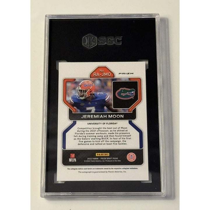 Jeremiah Moon RC Auto 2023 Panini Prizm Draft Picks autographed football card graded 9.5 in protective case