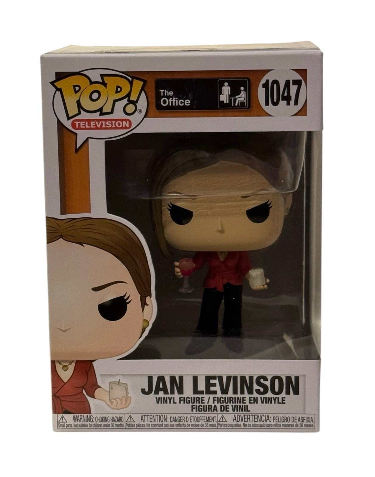 Funko Pop The Office Jan Levinson vinyl figure holding glass and candle in box