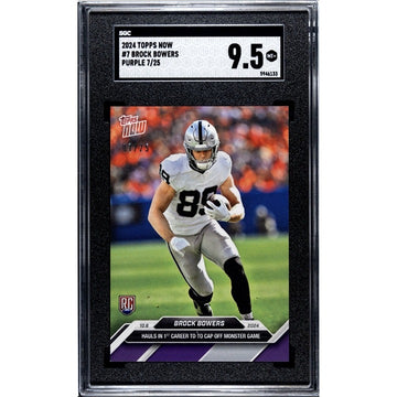 7/25* Brock Bowers RC* 2024 Topps Now CARD #7 SP* Las Vegas Raiders Uni. SGC 9.5