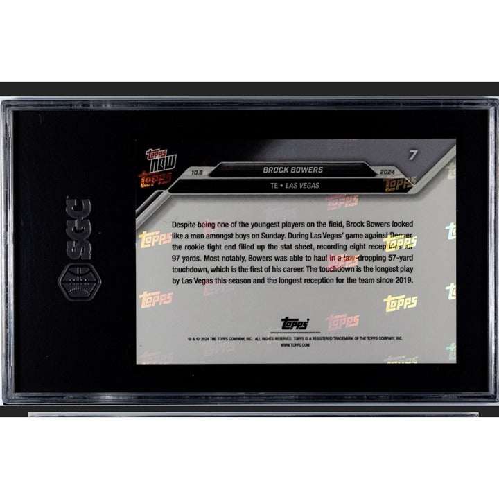 7/25 Brock Bowers rookie card 2024 Topps Now Las Vegas Raiders SGC 9.5 graded