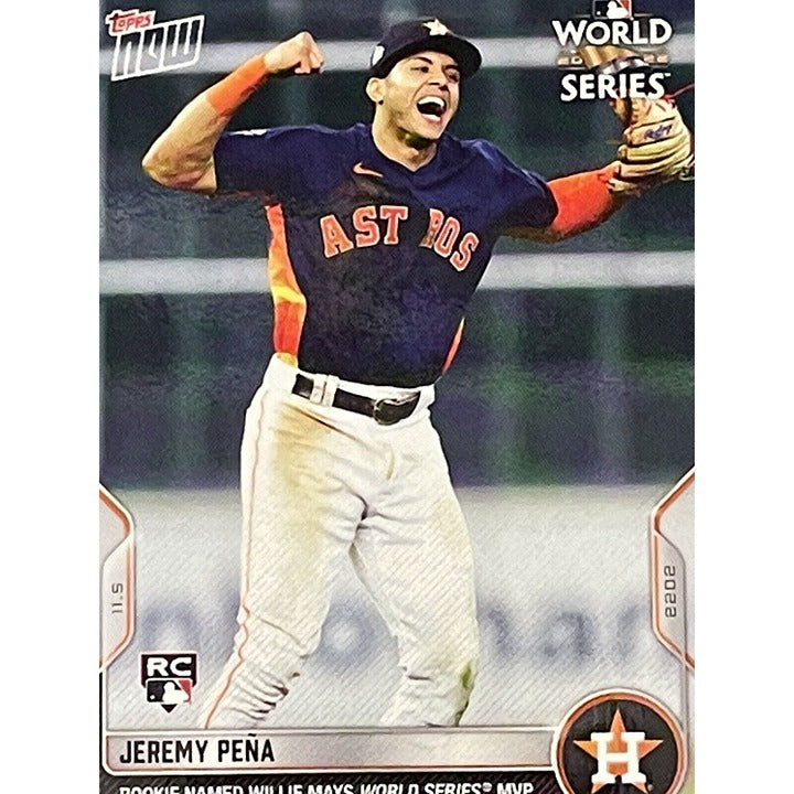Jeremy Pena 2022 Topps NOW MVP Rookie Card Houston Astros celebrating World Series win