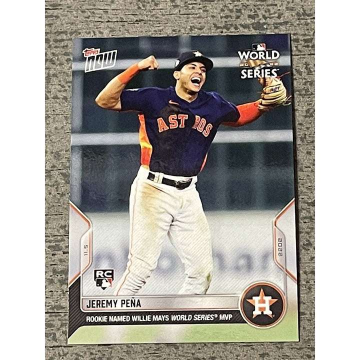Jeremy Pena 2022 TOPPS NOW World Series MVP Rookie Card Houston Astros celebration