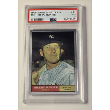 1996 TOPPS MANTLE FINEST 1961 TOPPS REPRINT NY Yankees Baseball Card #11 - PSA 7