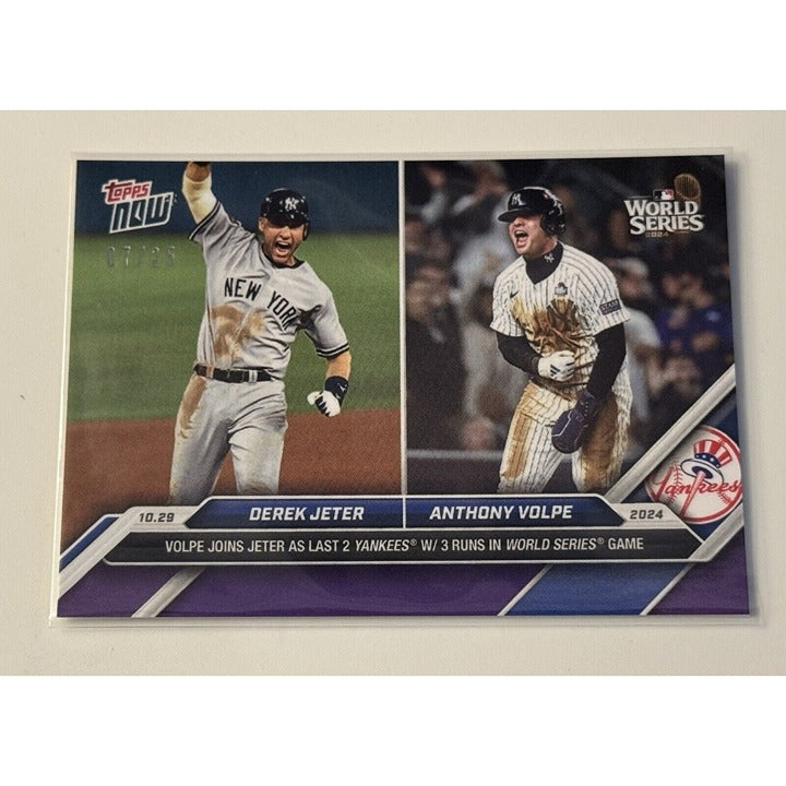 7/25 Anthony Volpe/Derek Jeter 2024 Topps NOW 3 Runs In WORLD SERIES GAME READY!