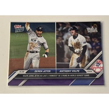 7/25 Anthony Volpe/Derek Jeter 2024 Topps NOW 3 Runs In WORLD SERIES GAME READY!