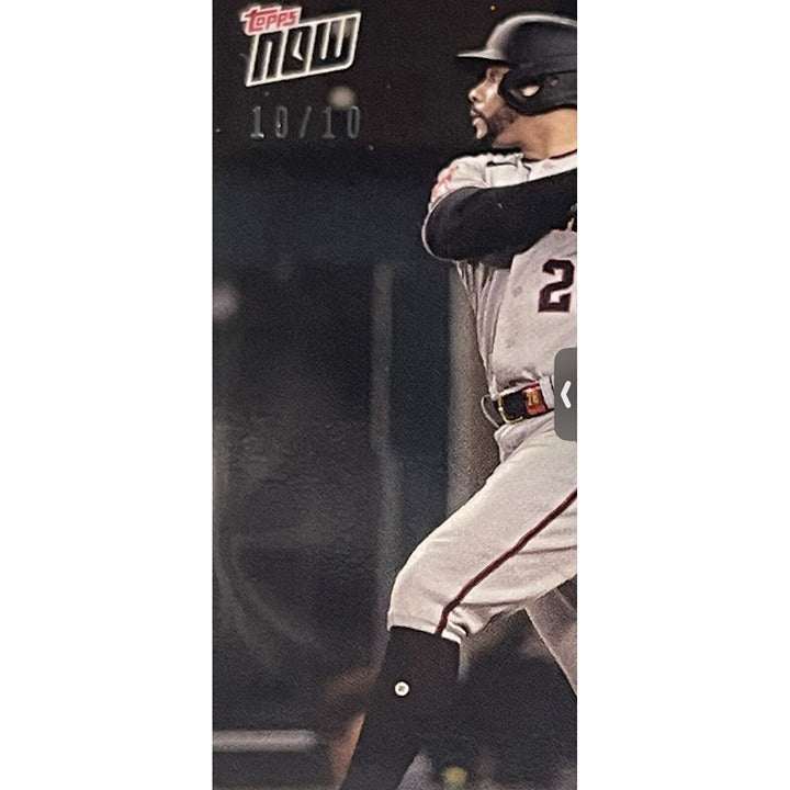 Tommy Pham 2023 MLB World Series Topps Now trading card with 10/10 postseason 4-hit game stats