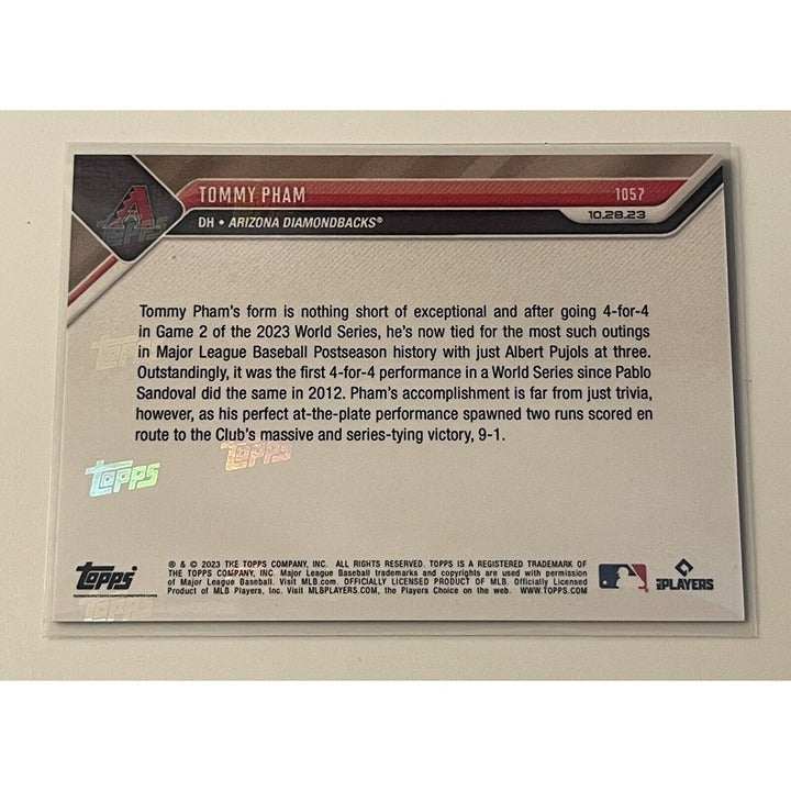 Tommy Pham 2023 MLB World Series Topps Now trading card Arizona Diamondbacks postseason hits aluminum stock